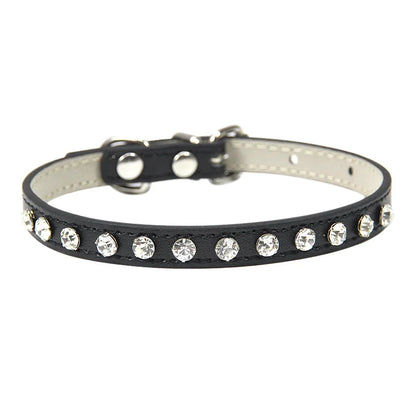 Luxury Rhinestone Rivets Cat Collar Leather Small Dog Collars Puppy Neck Strap for Kitten Accessories Wholesale / Dropshipping